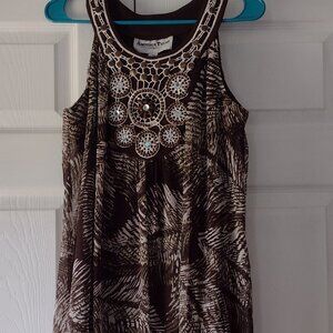 Beaded Brown Summer Dress